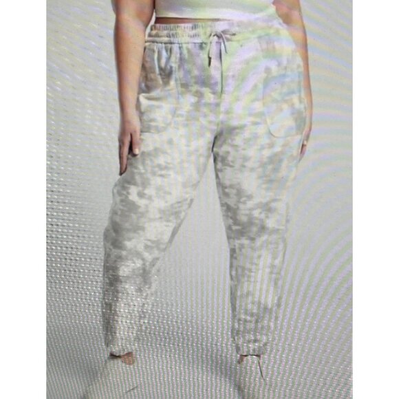Athleta WomenS Elastic Waist Jogger White W/ Gray Pattern 92% Cotton 8% Spandex - Picture 1 of 16